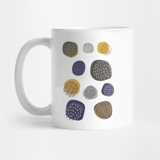 Abstract Pattern of Circles in Navy and Mustard Mug